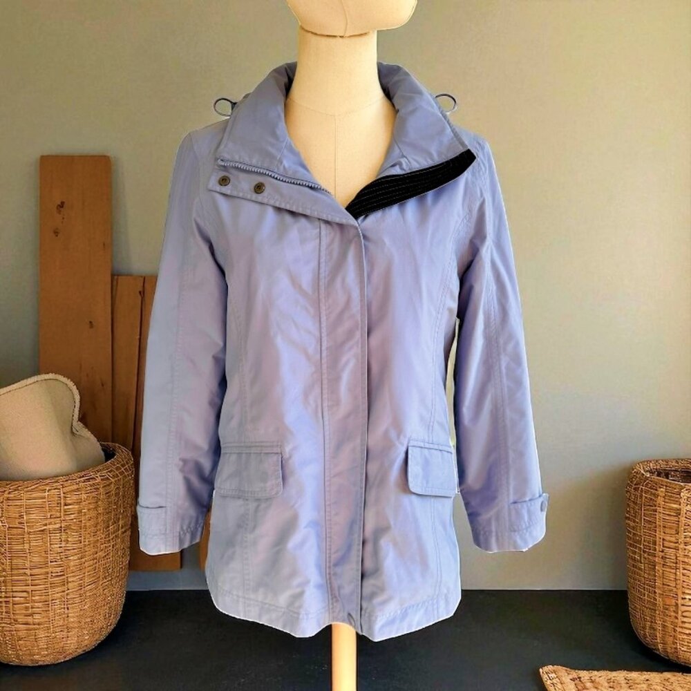 Vintage Women LL Bean 3 in 1 Jacket Coat Size XSP Blue Detachable Hood Liner